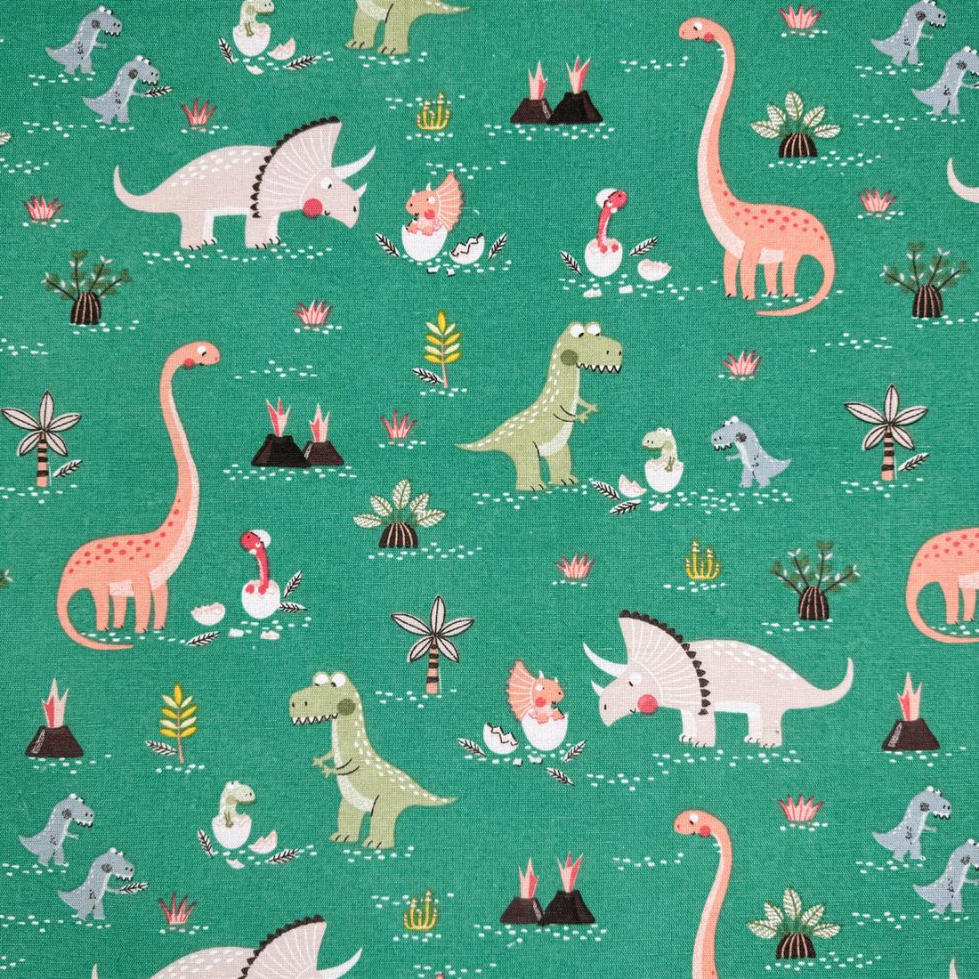 Dino World Printed Digital Canvas Fabric