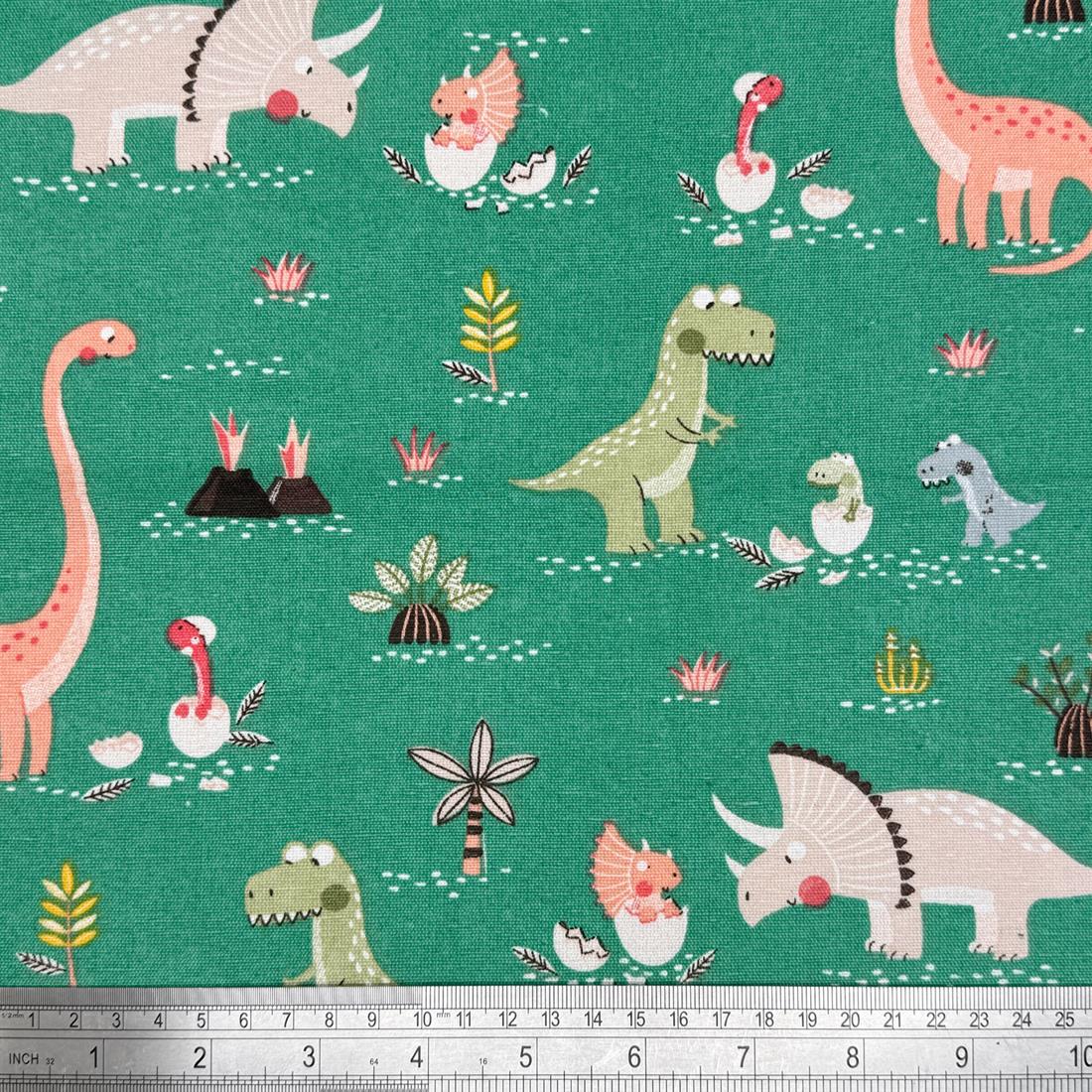 Dino World Printed Digital Canvas Fabric