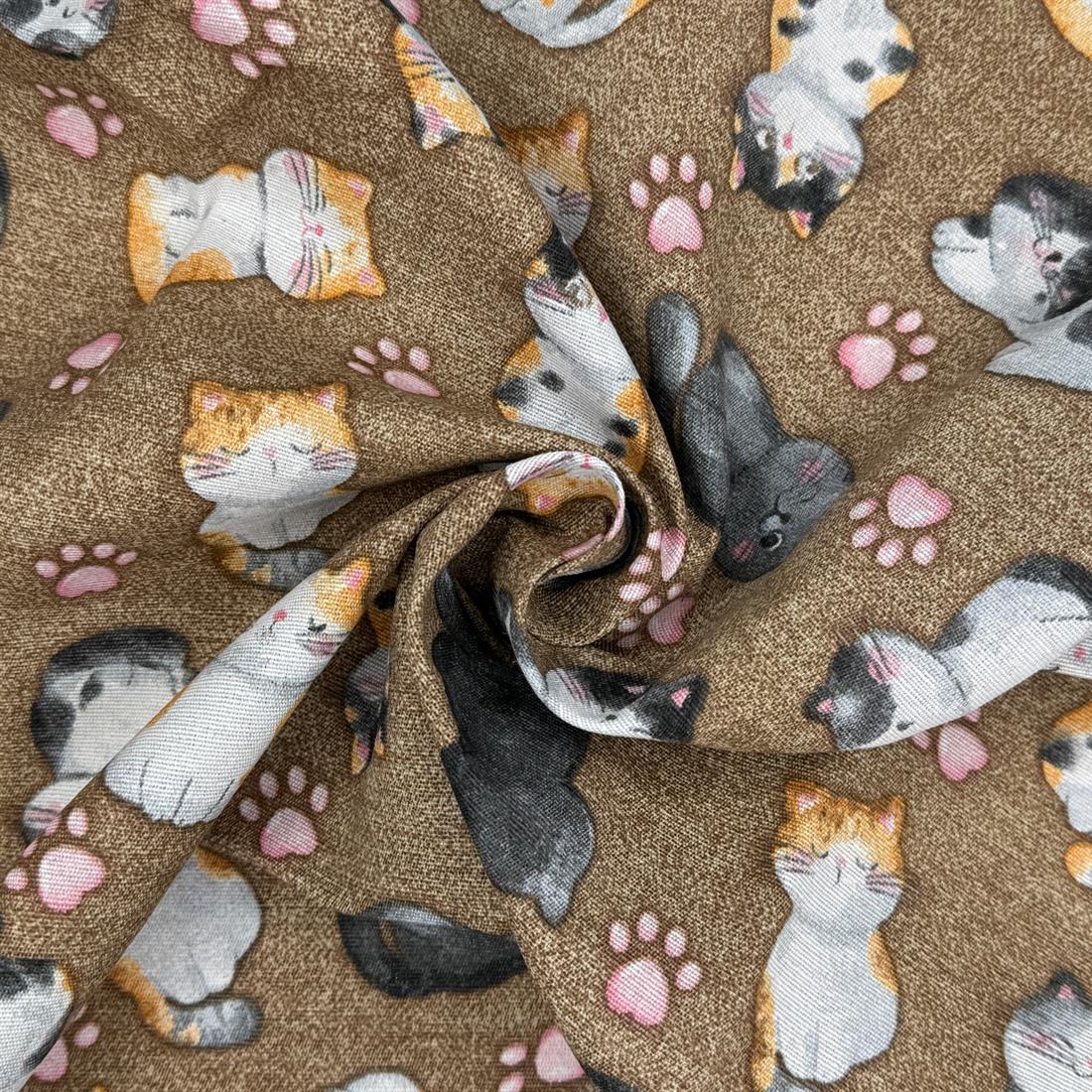Kitty Cat Printed Digital Canvas Fabric