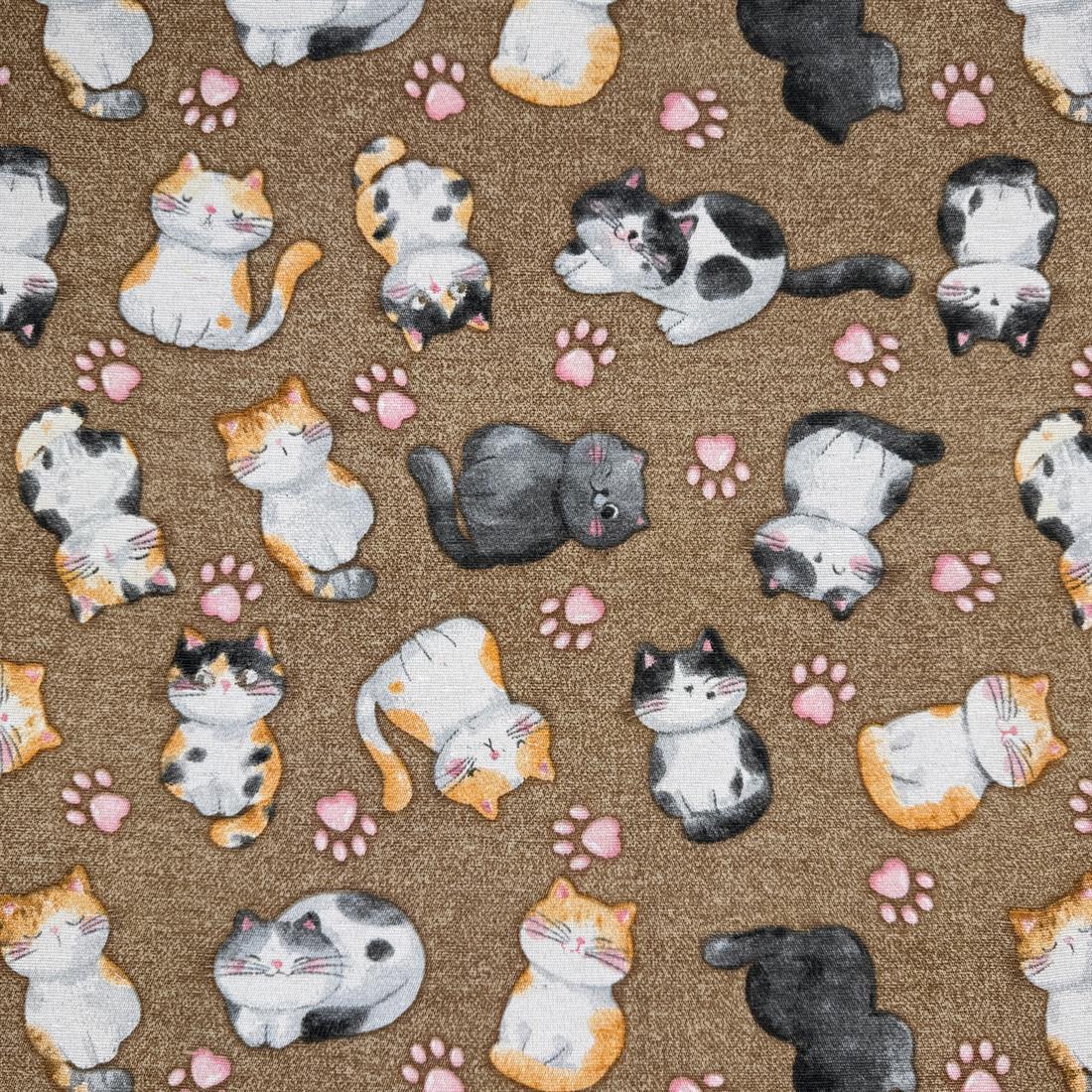 Kitty Cat Printed Digital Canvas Fabric
