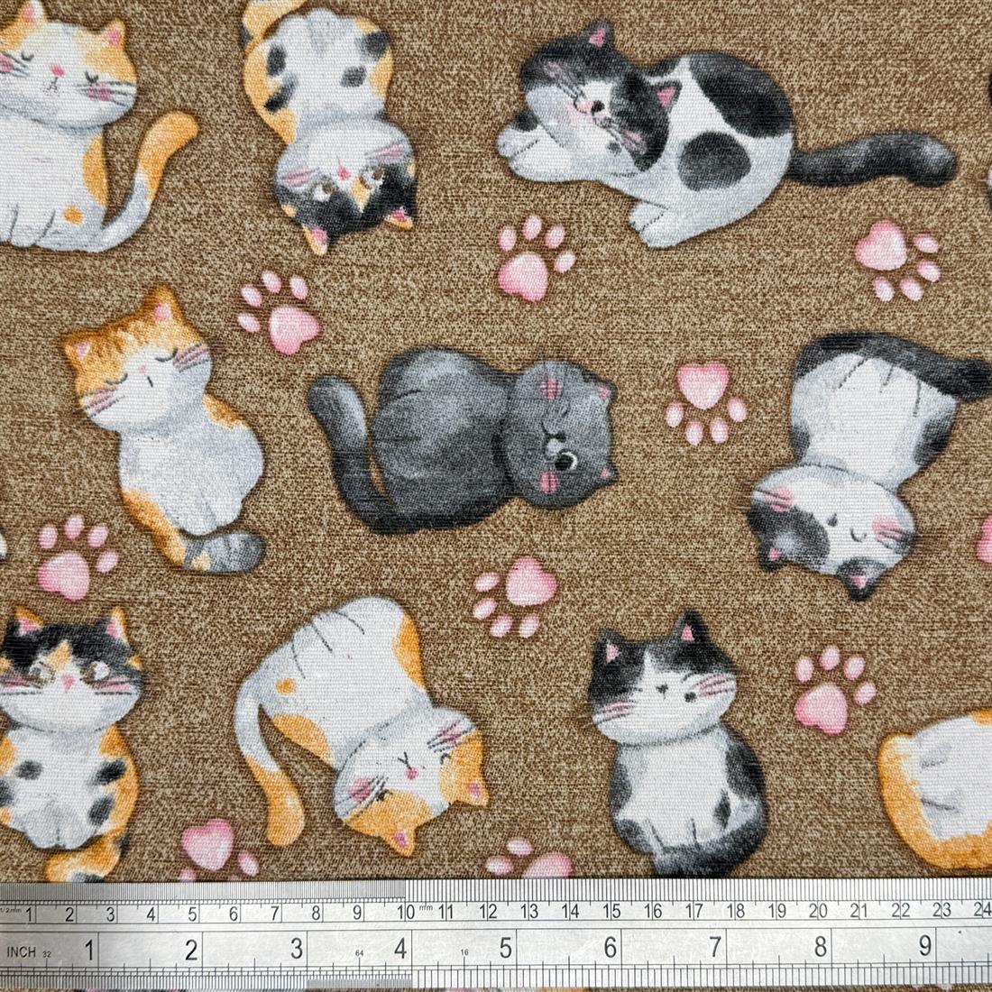 Kitty Cat Printed Digital Canvas Fabric