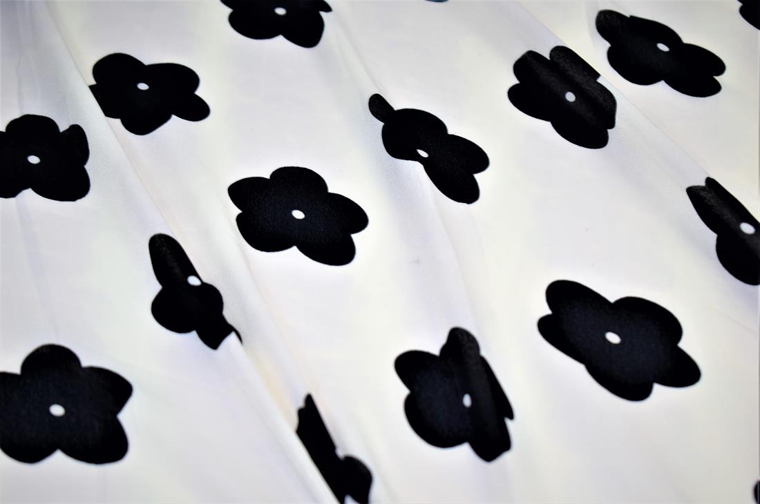 Ivory Quality Printed Chiffon, Flower Print