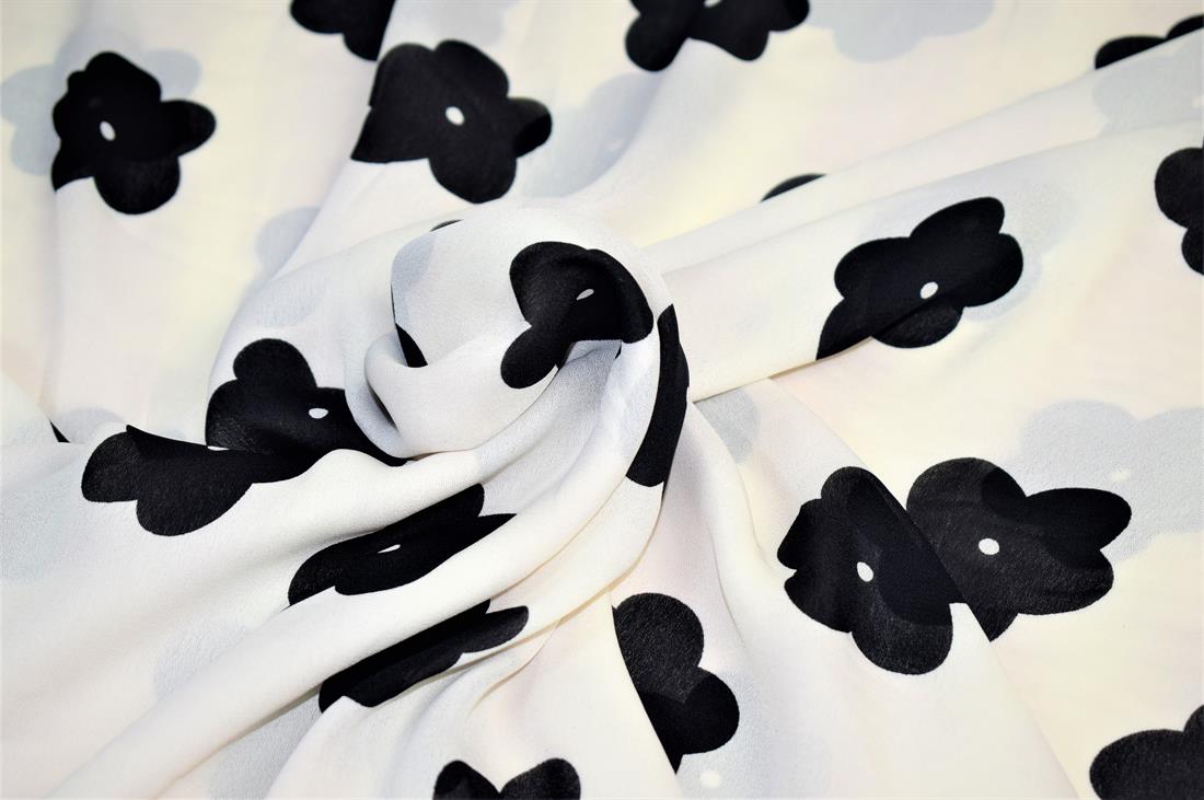 Ivory Quality Printed Chiffon, Flower Print