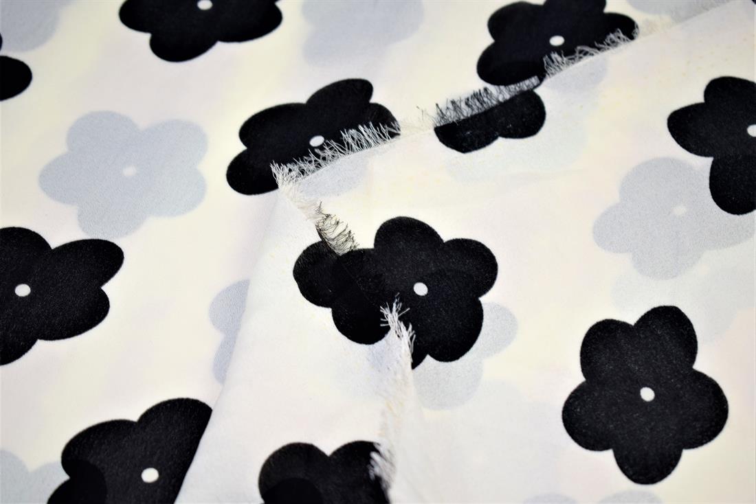 Ivory Quality Printed Chiffon, Flower Print