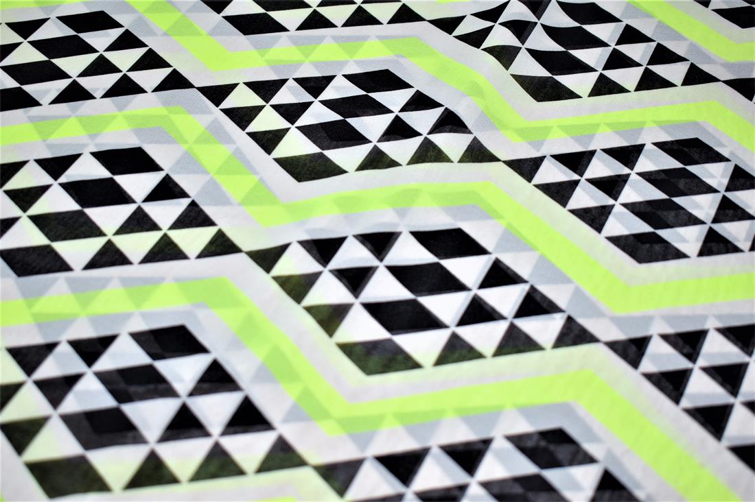 Lime & Black Quality Printed Chiffon