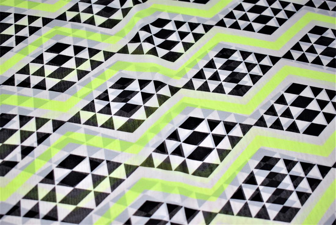 Lime & Black Quality Printed Chiffon