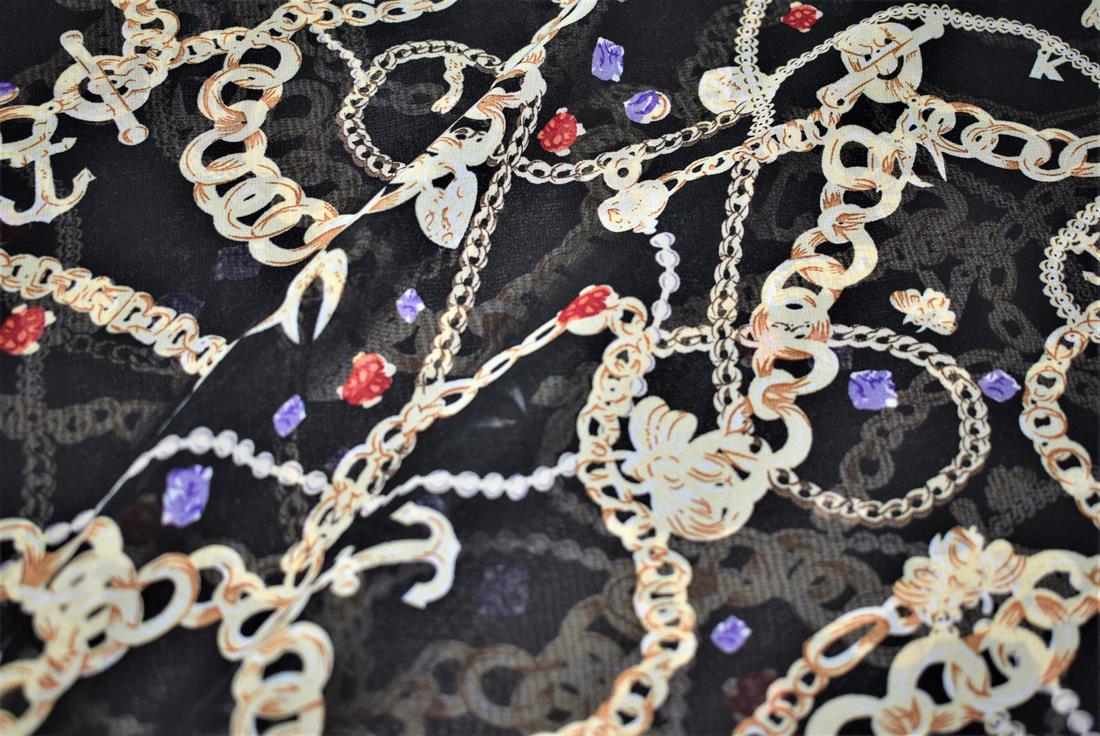 Black & Beige Quality Printed Chiffon