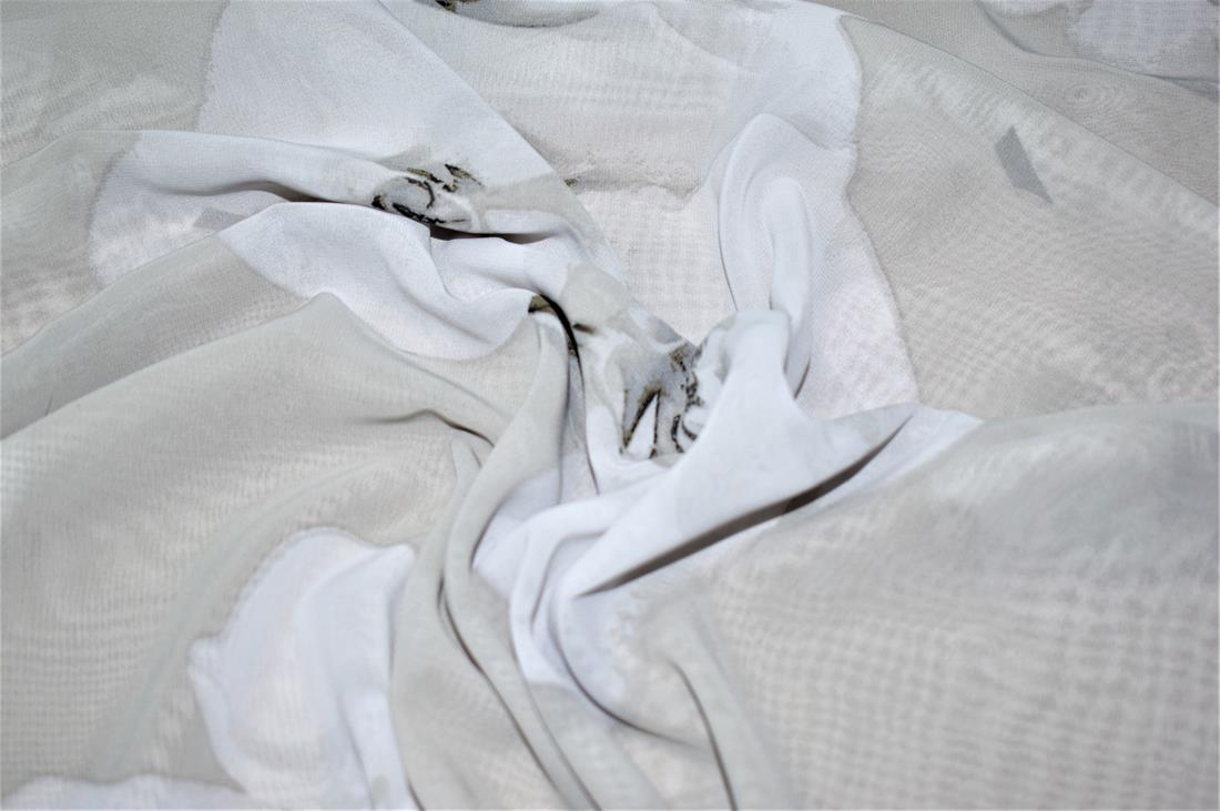 Light Grey Quality Printed Chiffon