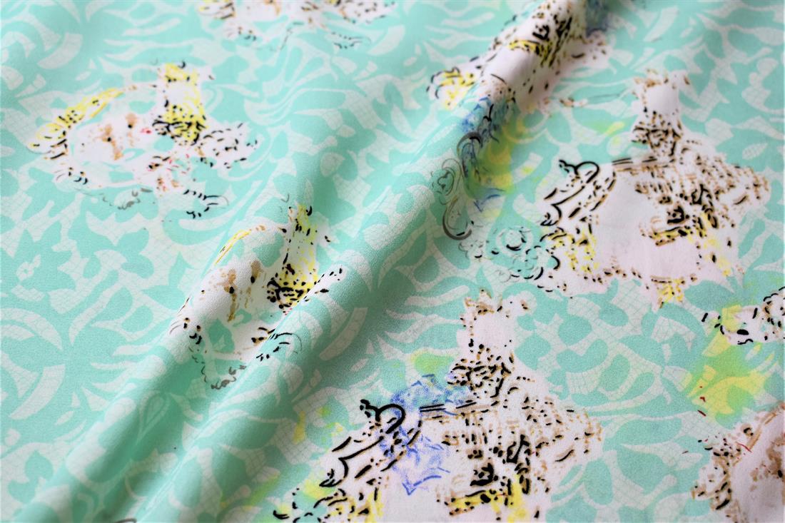 Aqua Quality Printed Chiffon