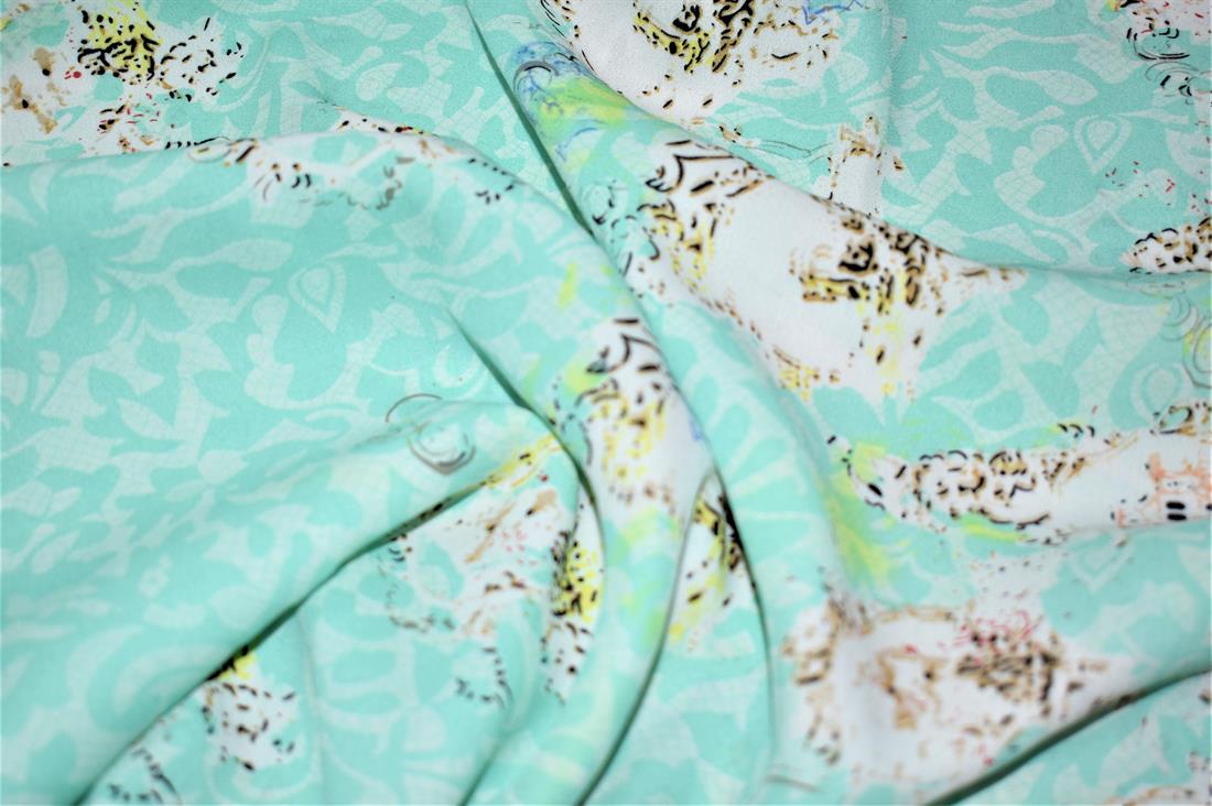 Aqua Quality Printed Chiffon