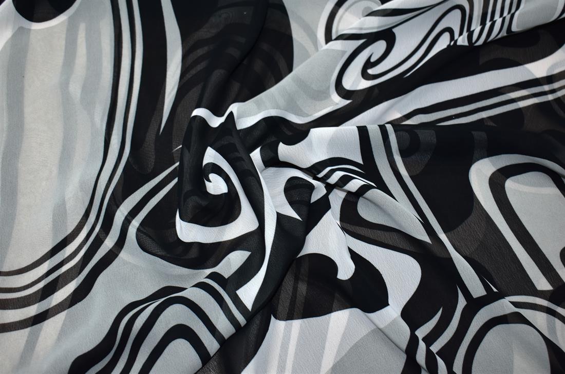 Black Printed Quality Chiffon, Flower