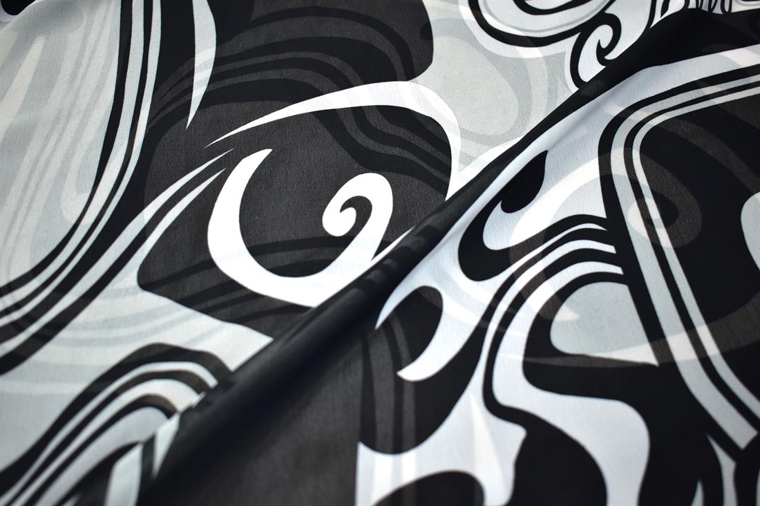 Black Printed Quality Chiffon, Flower