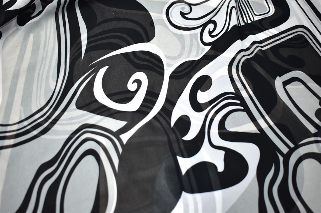 Black Printed Quality Chiffon, Flower