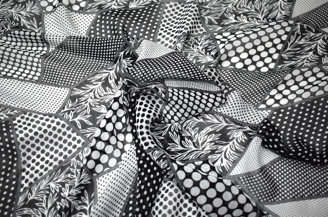 Black Printed Quality Chiffon, Flower Print