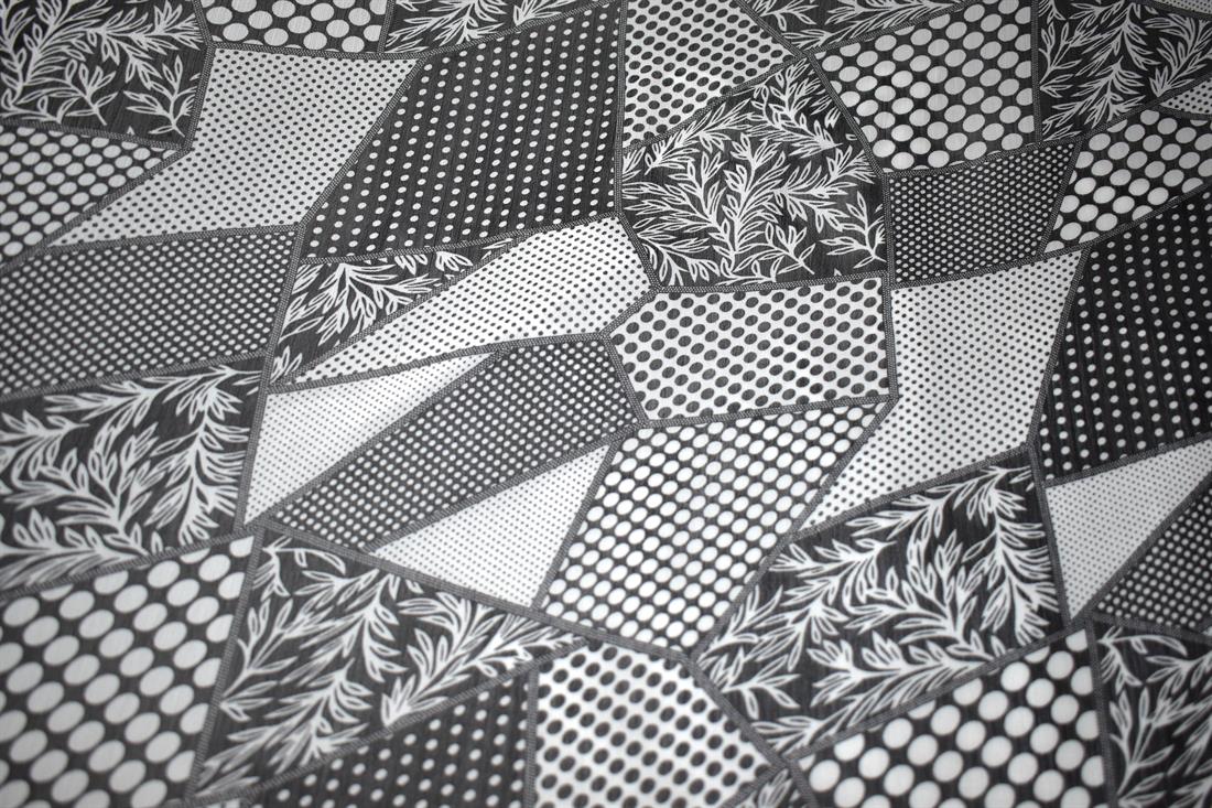 Black Printed Quality Chiffon, Flower Print