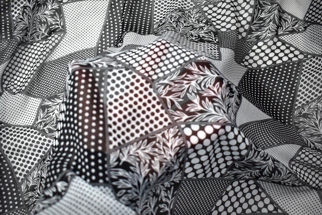 Black Printed Quality Chiffon, Flower Print