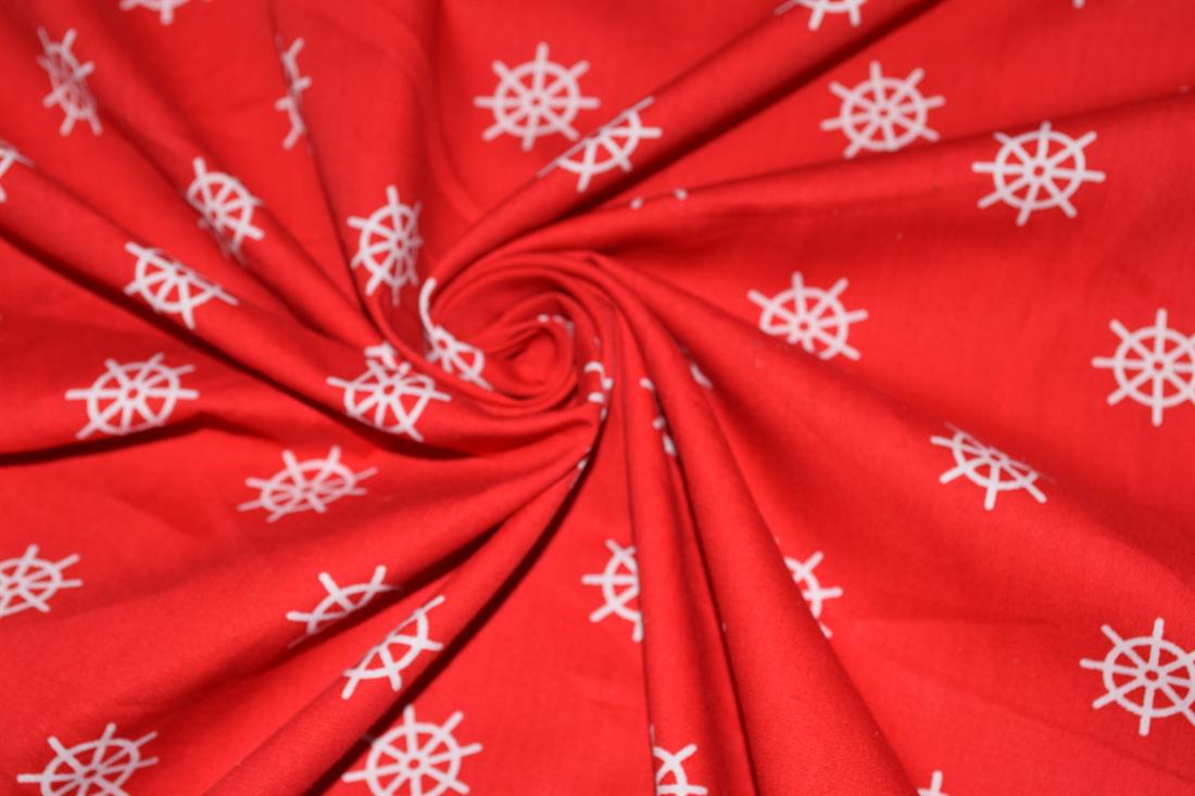 Red Printed 100% Cotton Poplin Fabric