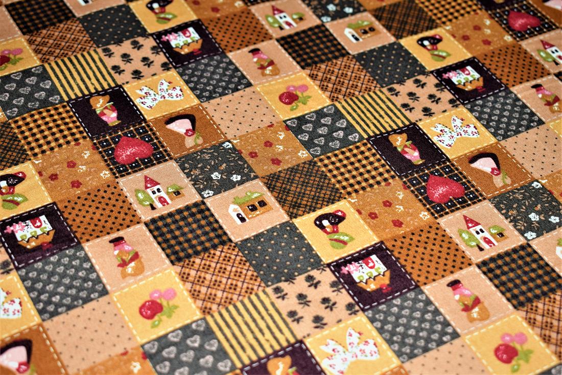 Brown Picnic Print Cotton Poplin Fabric