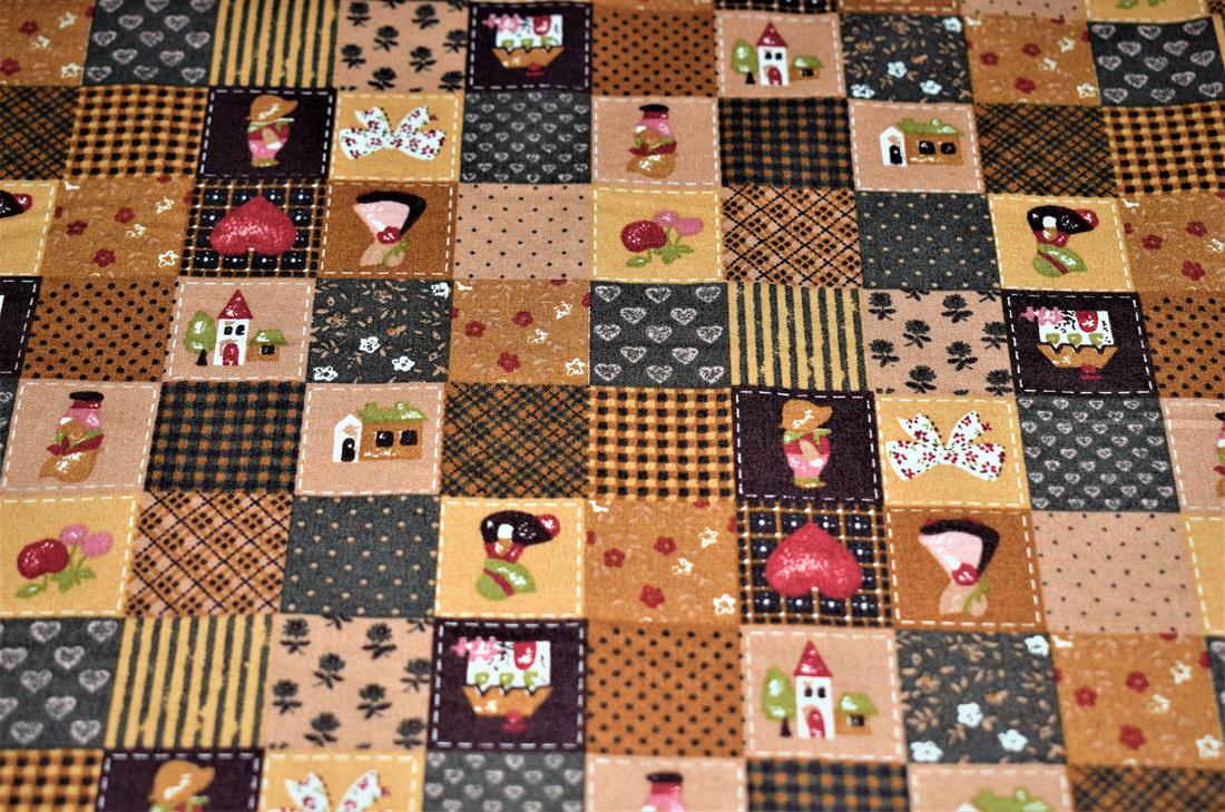 Brown Picnic Print Cotton Poplin Fabric