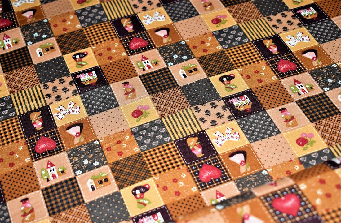 Brown Picnic Print Cotton Poplin Fabric