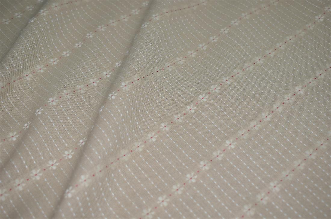 Beige Pin Stripes Print Cheesecloth 100% Cotton Fabric