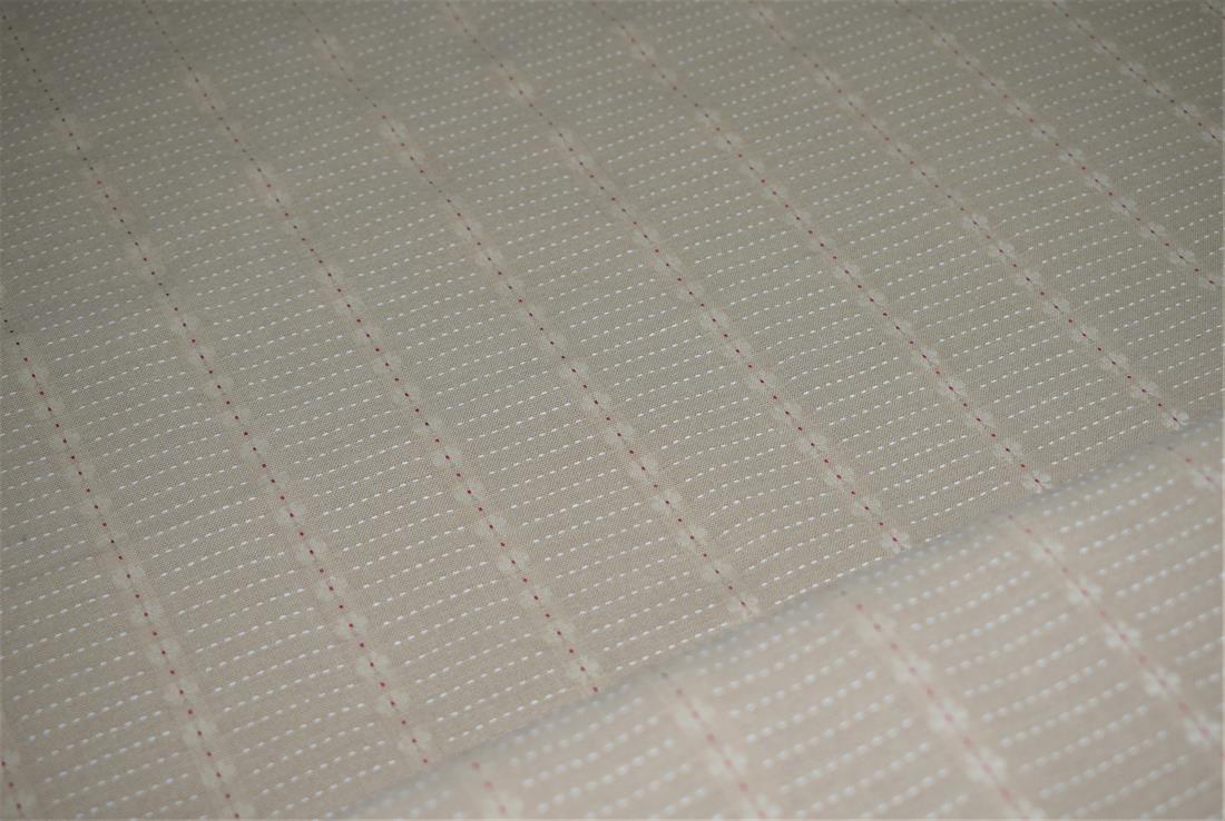 Beige Pin Stripes Print Cheesecloth 100% Cotton Fabric