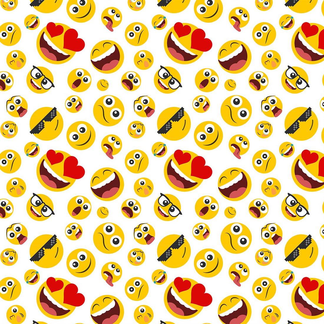 White Emojis - CC435 140Cm Wide Crafty Cottons Digitally Printed 100%…