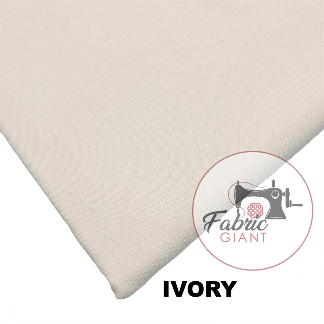 Ivory Plain 100% Cotton 60Inch