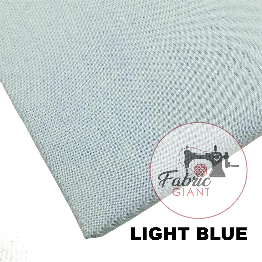 Light Blue Plain 100% Cotton 60Inch
