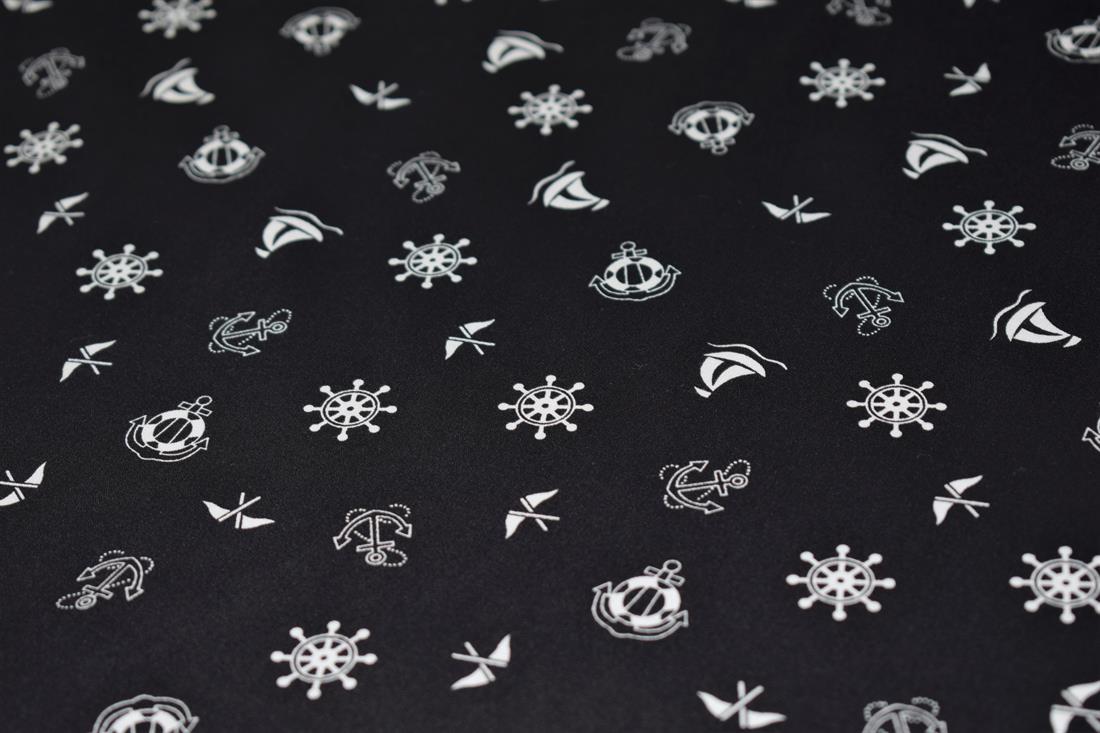 Black Sea Anchor Ship Flag Ocean Small Cotton Poplin Fabric