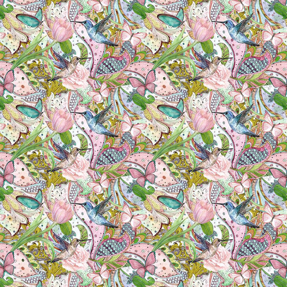 Pastel Birds and Butterfies - CC452 140Cm Wide Crafty Cottons…