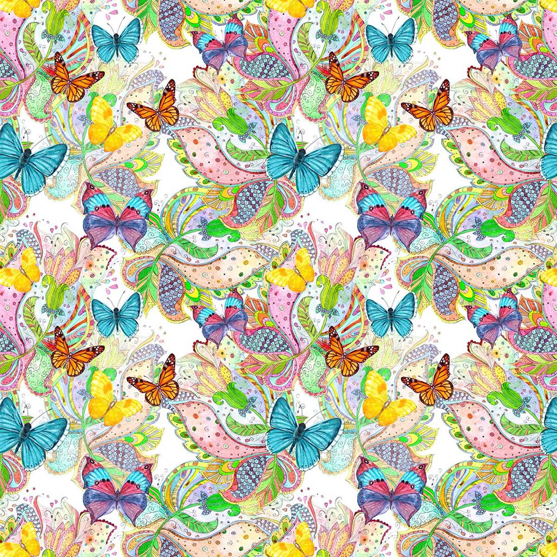 White Butterfly Beauty 140Cm Wide Crafty Cottons Digitally Printed…