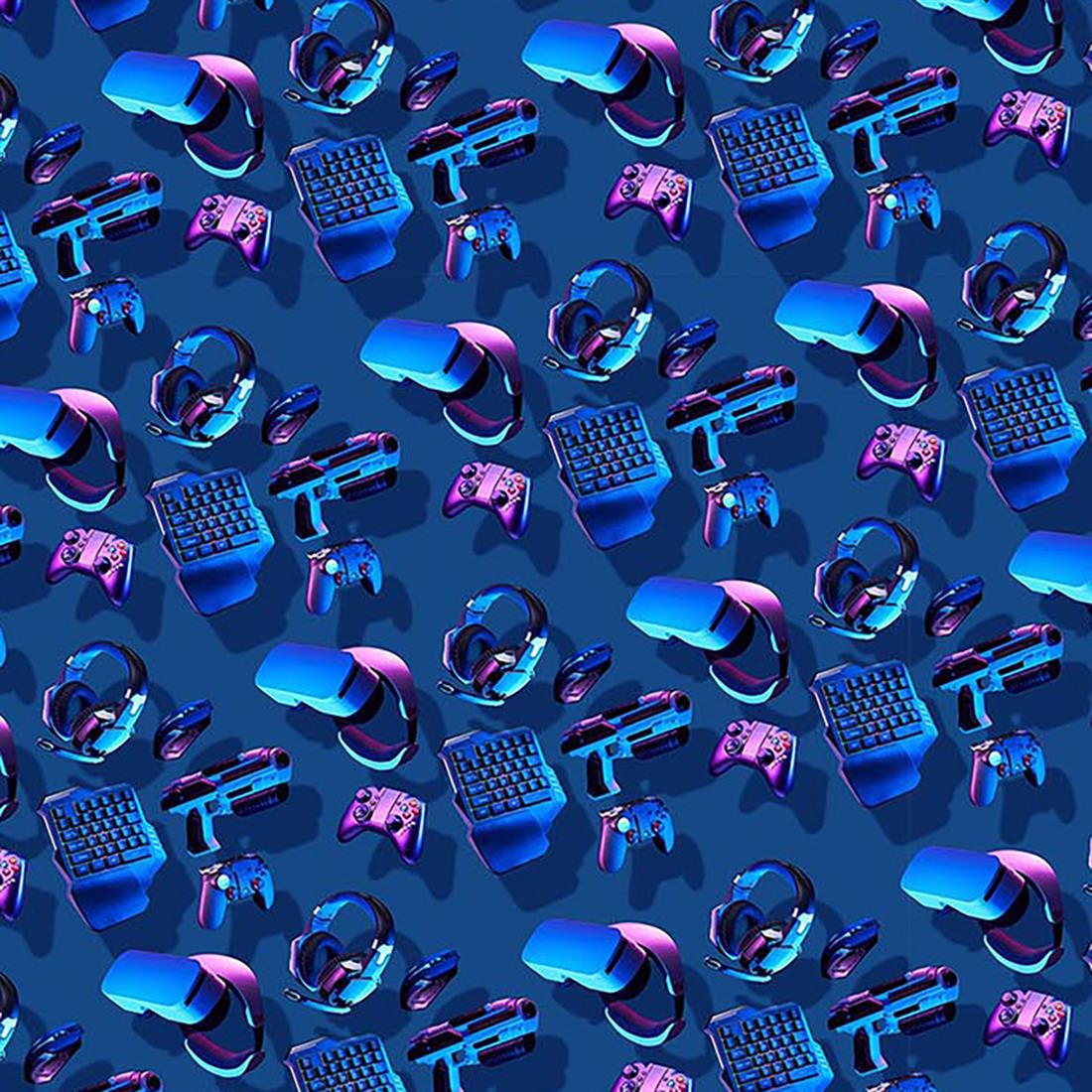 Purple & Blue Virtual Reality Gamer - CC470 140Cm Wide Crafty Cottons…