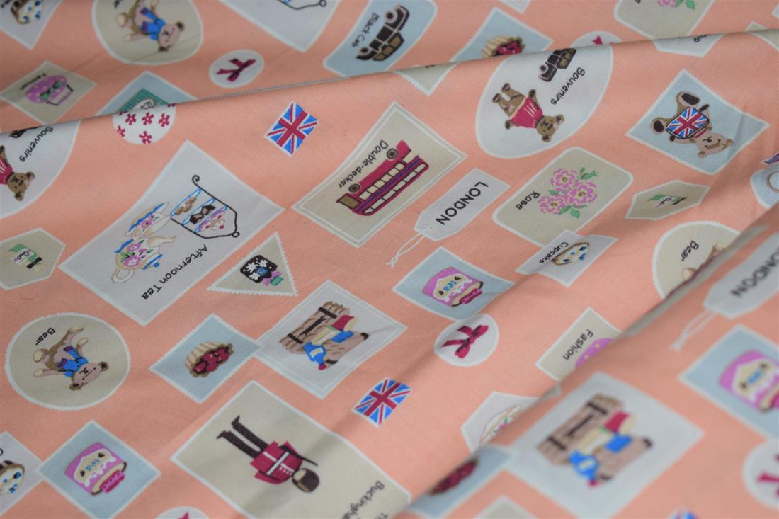 London Buses 100% Cotton Printed Poplin