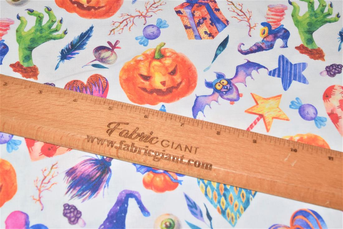 White Printed 100% Cotton Crafty Cottons Digitally