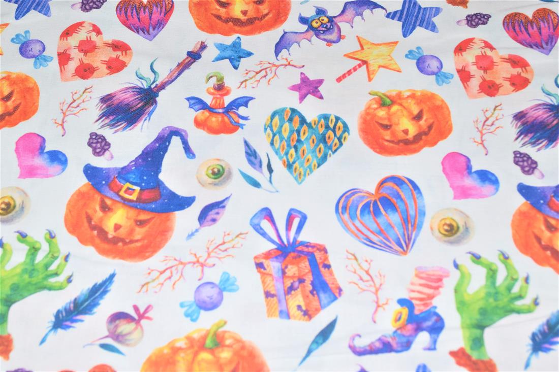 White Printed 100% Cotton Crafty Cottons Digitally