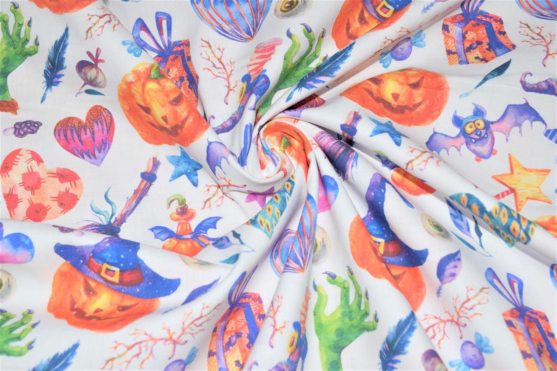 White Printed 100% Cotton Crafty Cottons Digitally