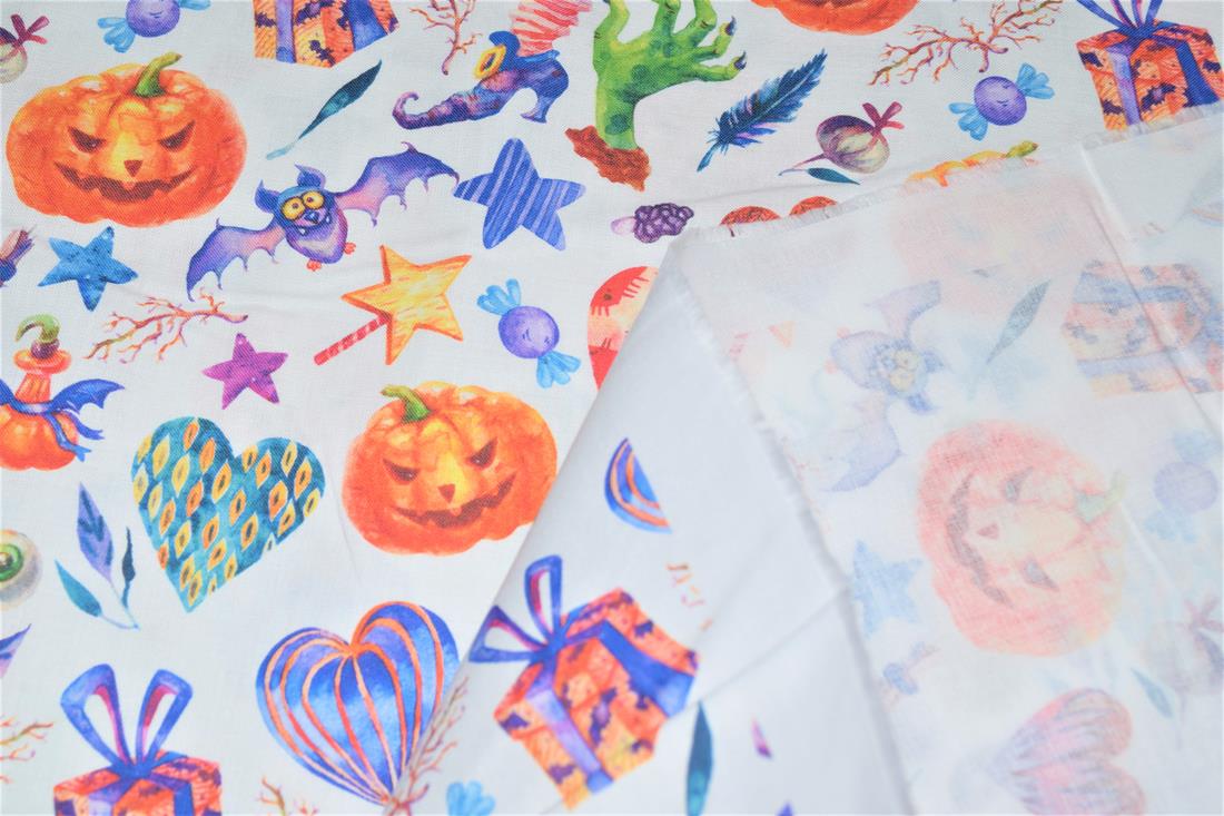 White Printed 100% Cotton Crafty Cottons Digitally