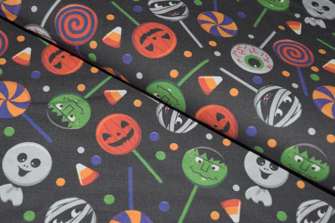 Black Scary Cakepops Printed 100% Cotton Crafty Cottons Digitally