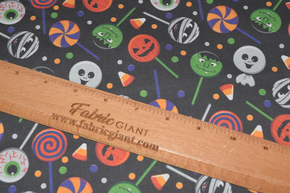 Black Scary Cakepops Printed 100% Cotton Crafty Cottons Digitally