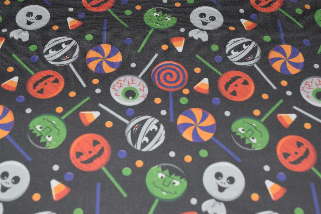 Black Scary Cakepops Printed 100% Cotton Crafty Cottons Digitally