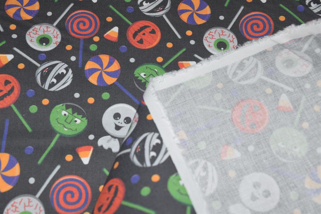 Black Scary Cakepops Printed 100% Cotton Crafty Cottons Digitally