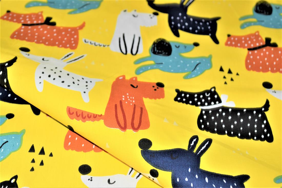 Printed Doodle Dogs 100% Cotton Fabric