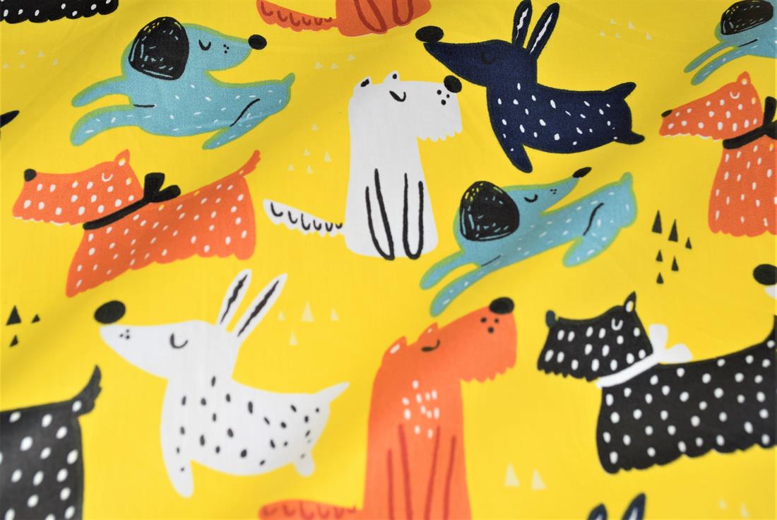 Printed Doodle Dogs 100% Cotton Fabric