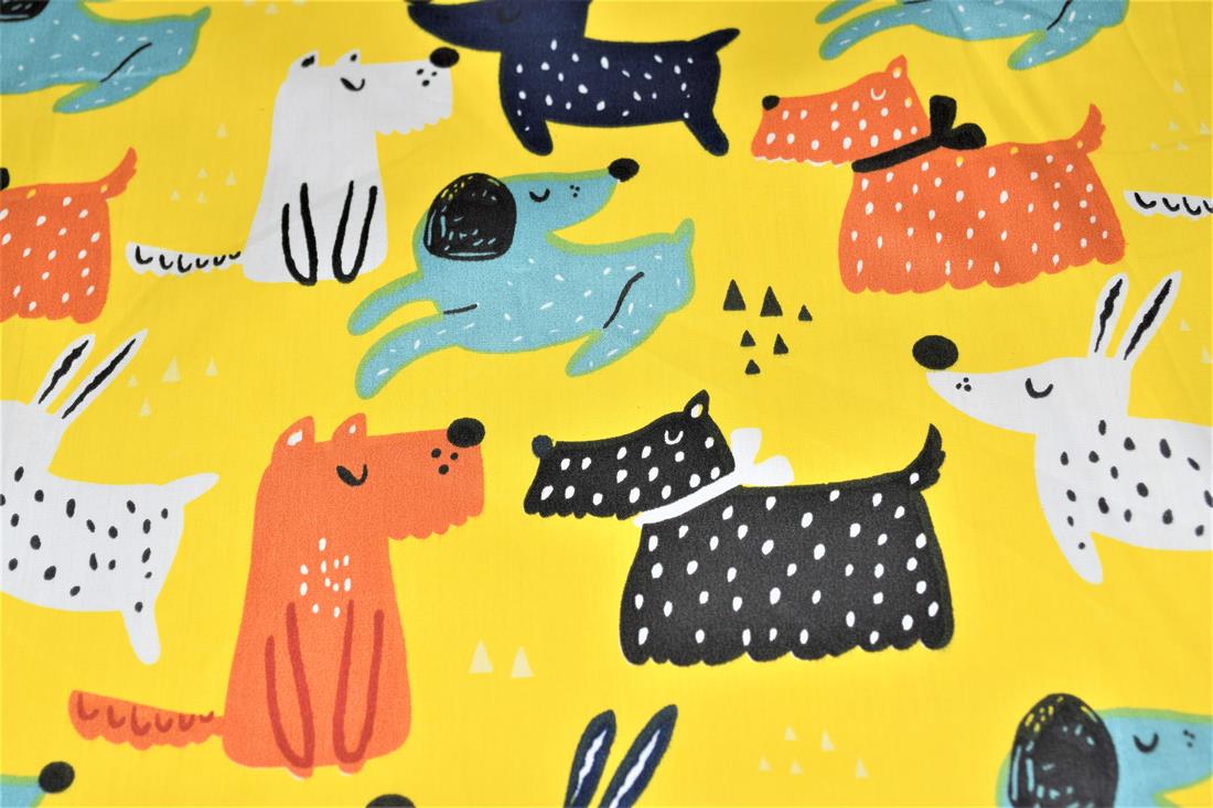 Printed Doodle Dogs 100% Cotton Fabric