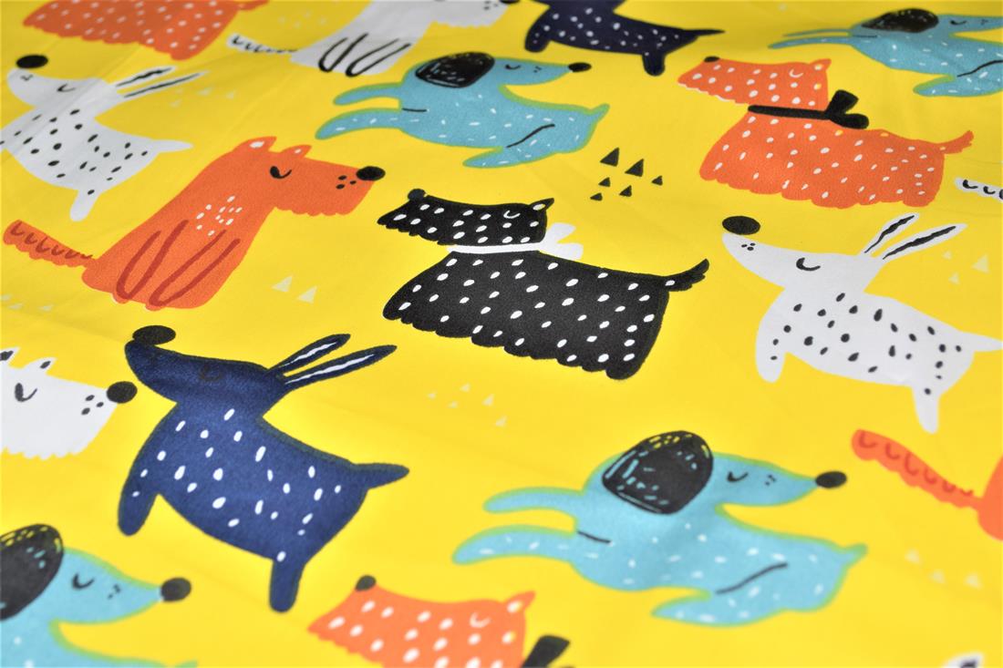 Printed Doodle Dogs 100% Cotton Fabric