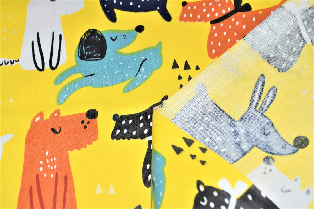 Printed Doodle Dogs 100% Cotton Fabric