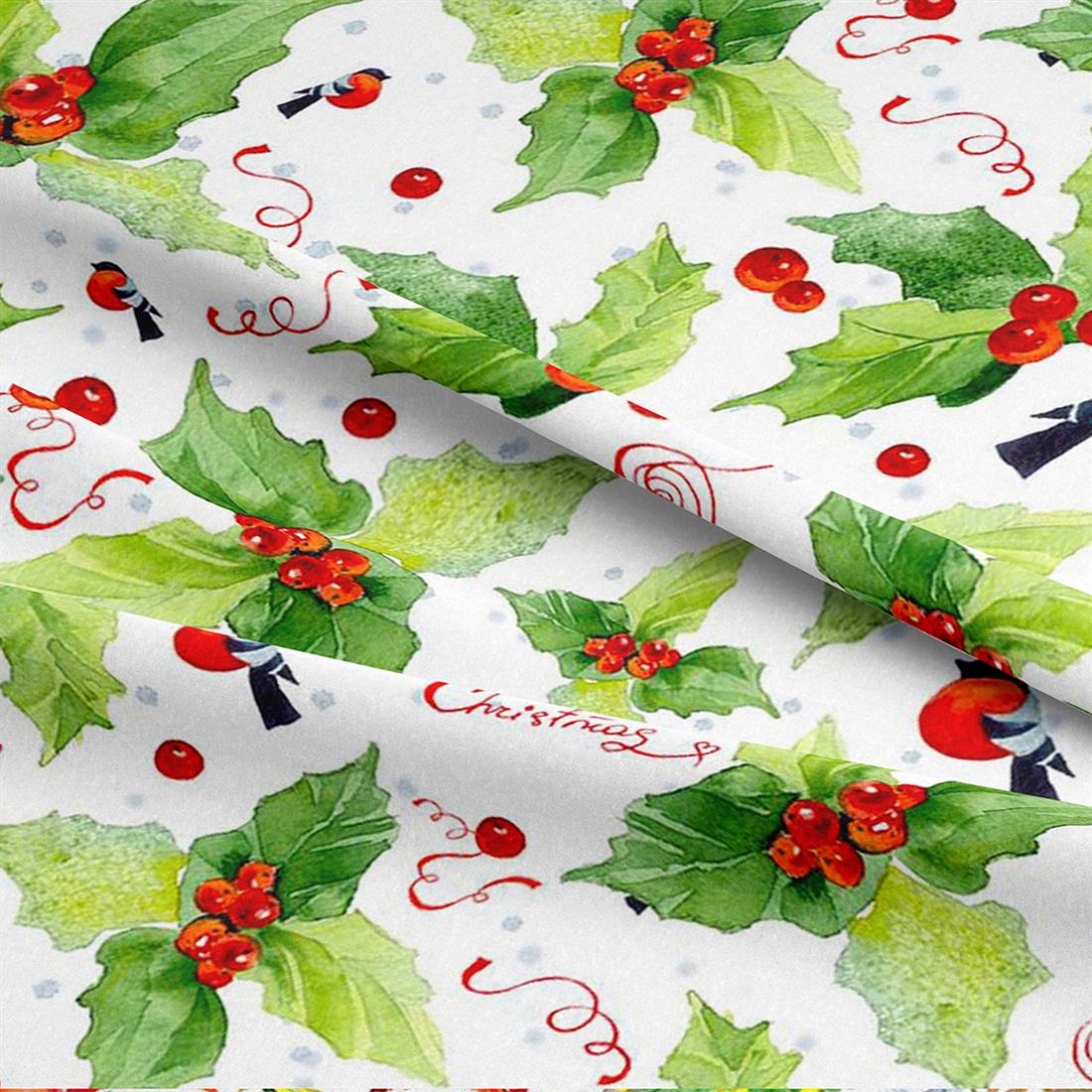 White Xmas Bull Finch CC484 This Fabric