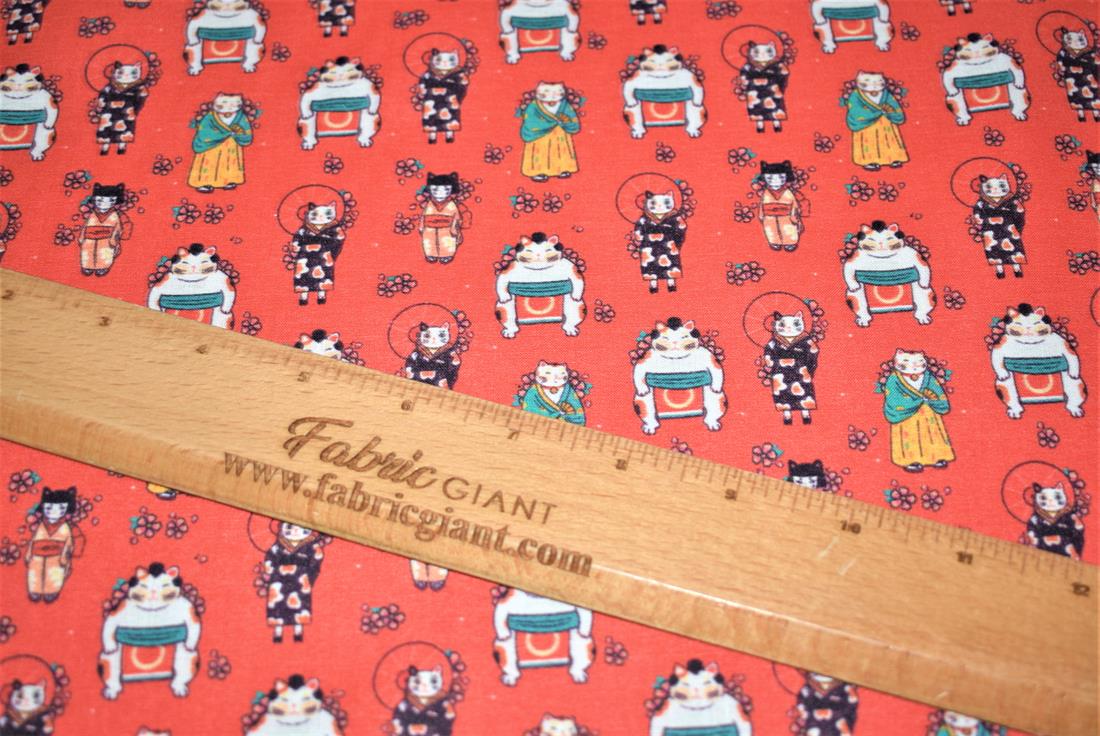 Red Printed 100% Cotton, Starts Fabric