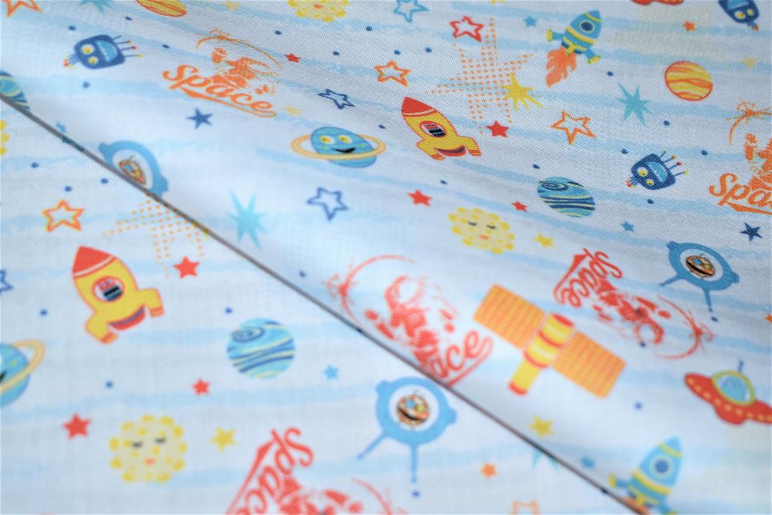 Sky Blue Printed 100% Cotton, Starts Fabric